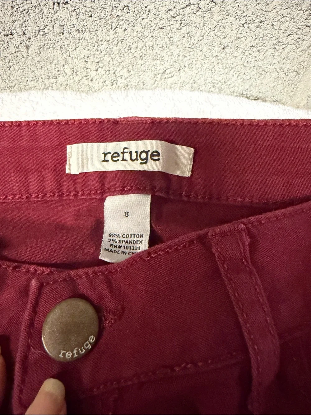 Refuge Burgundy skinny jeans size 8